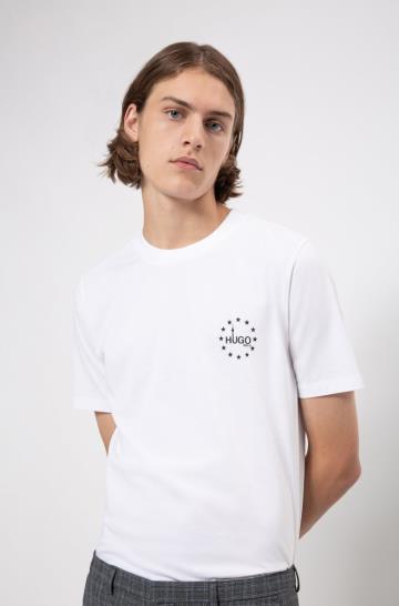 Koszulki HUGO New Season Logo Białe Męskie (Pl94991)